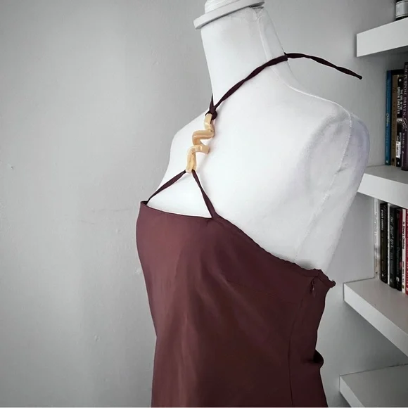 Cult Gaia Brown Castila Halterneck midi dress size large - Picture 8 of 16